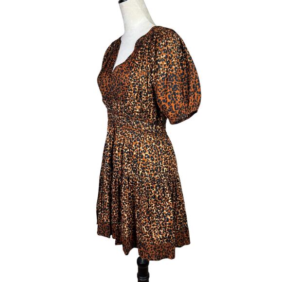 Ulla Johnson NWT Mariana Leopard Animal Print Puff Sleeve Fit & Flare Dress - Picture 6 of 16